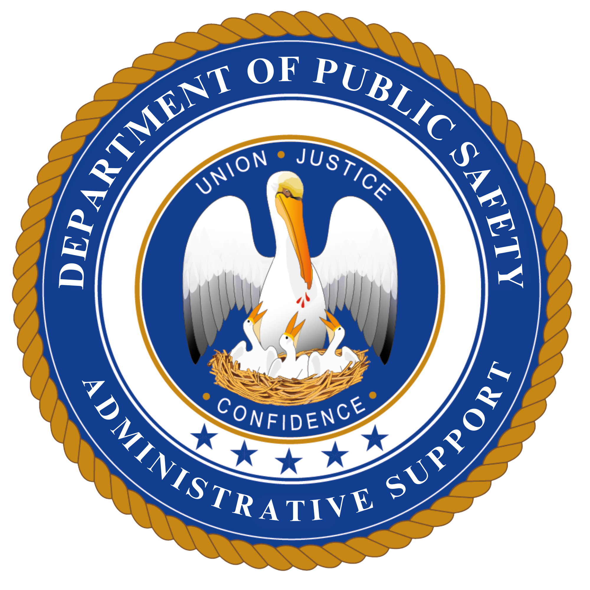 A seal depicting the Louisiana Department of Public Safety's Administrative Support